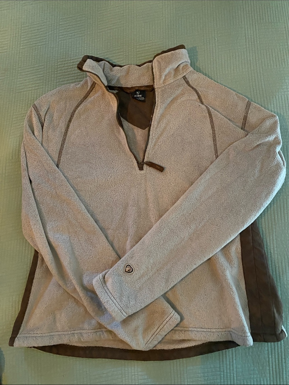 Kuhl Womens XL light brown fleece quarter zip pullover